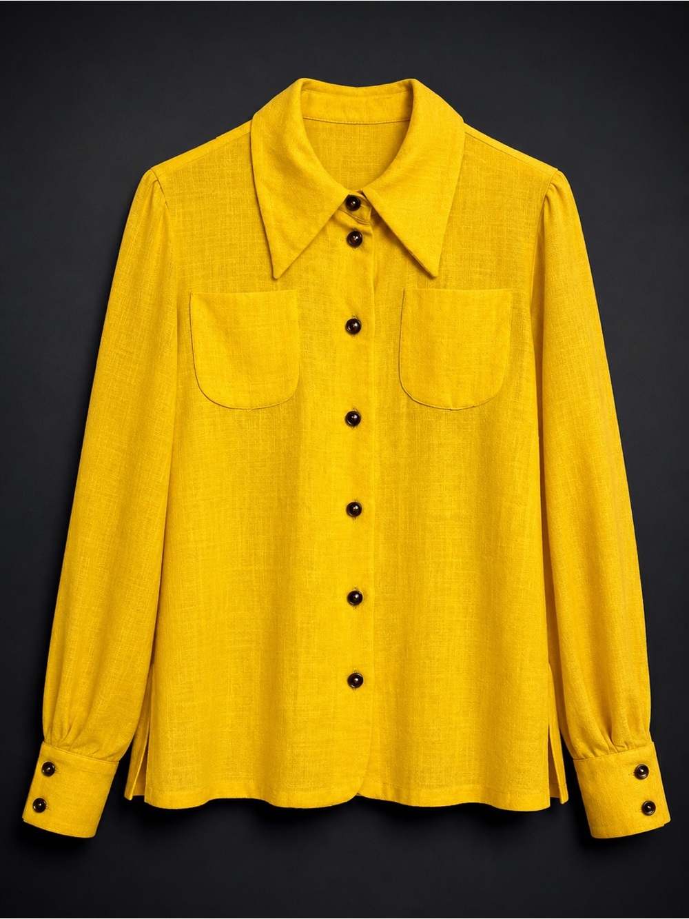 Vintage Guy Laroche Parisiennes Yellow 100% Wool Blouse – Excellent Condition